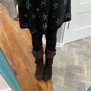 Midcalf Boots with Bow Ties On the Side